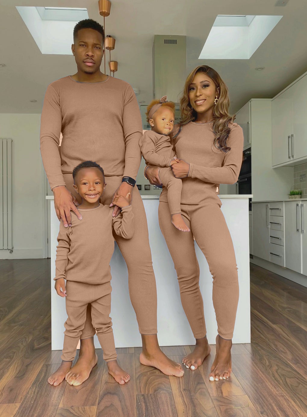 Embroidered Adult Ribbed Loungwear Biscuit