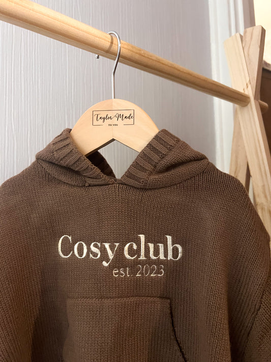 Cosy Knit Hooded Sweat Brown