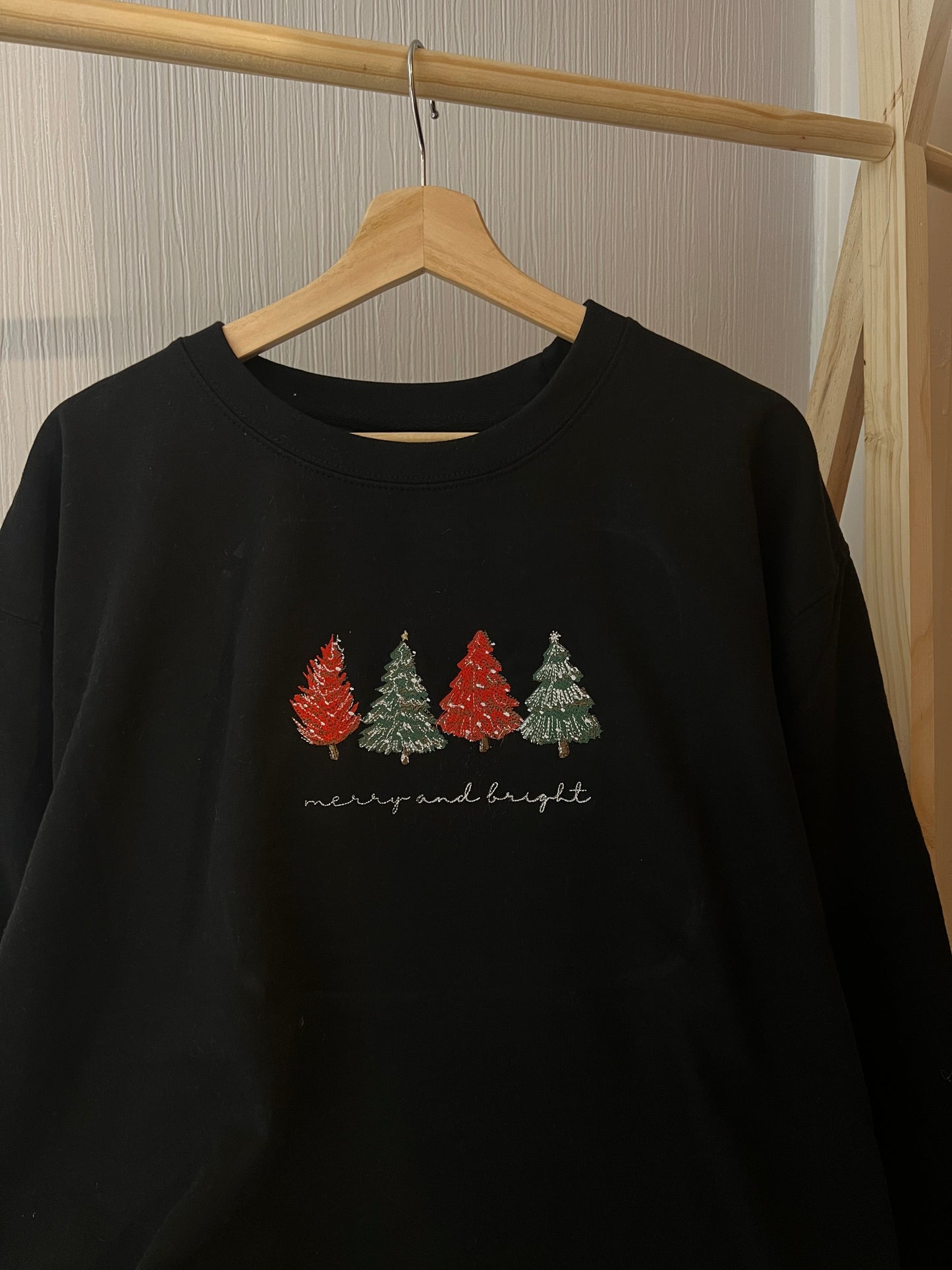 Merry and Bright Embroidered Sweatshirt Adults