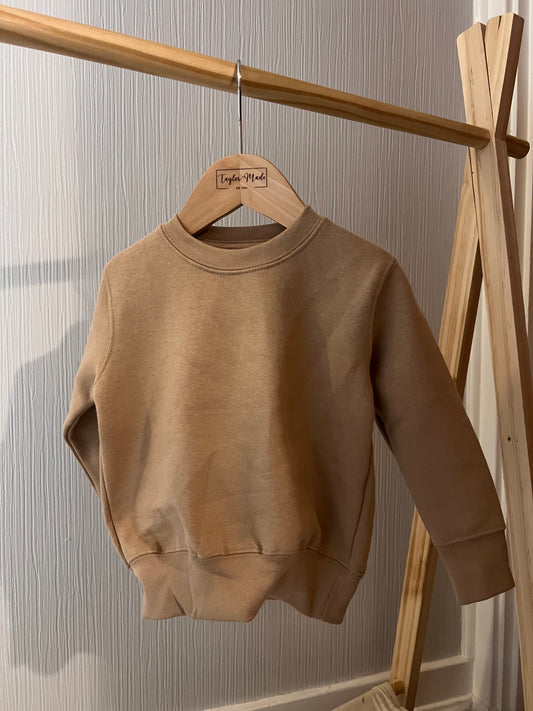 Beige childrens sweatshirt with embroidered name