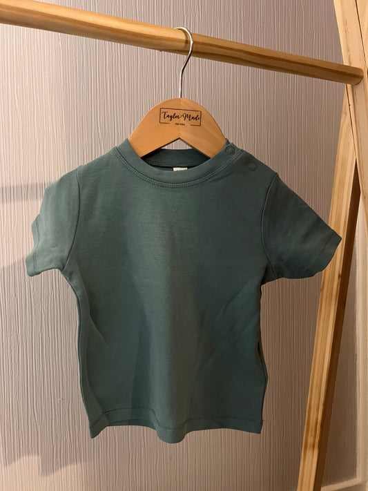 Aqua green t-shirt with embroidered name