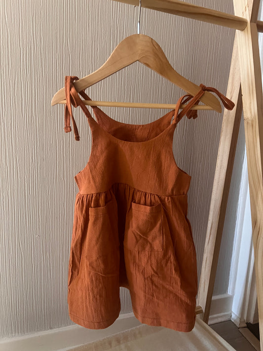 Tie Strap Dress Burnt Orange