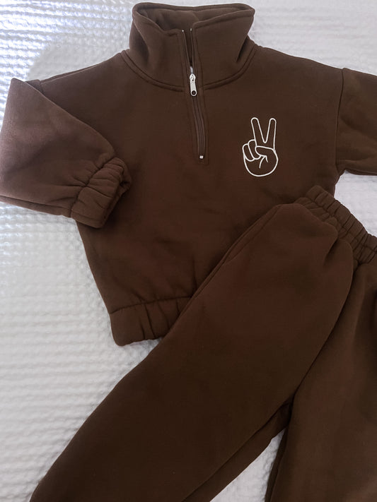 1/4 Zip Tracksuit Brown