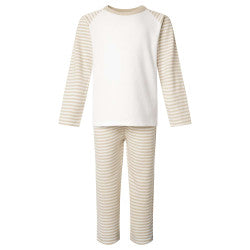 Embroidered Neutral Striped Pjs