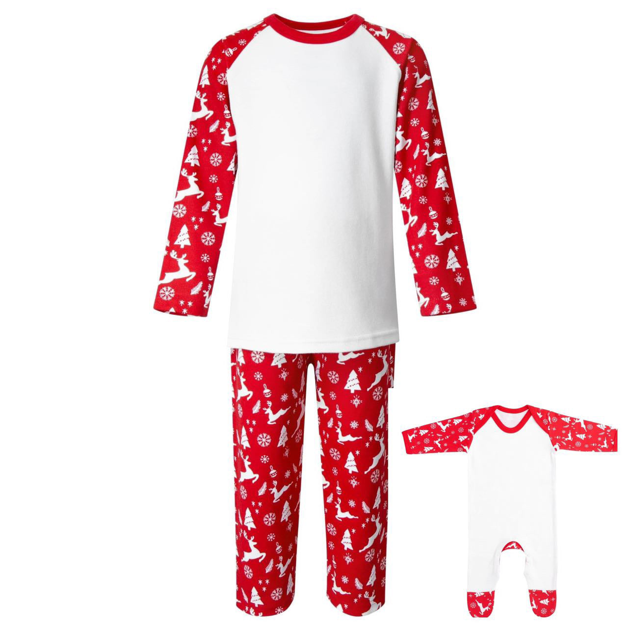 Embroidered Red Reindeer Children's PJs