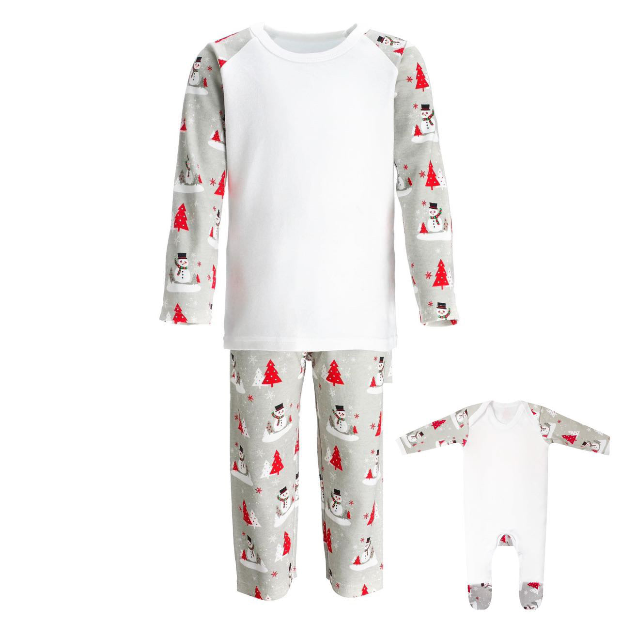 Embroidered Snowman Print Children's PJs