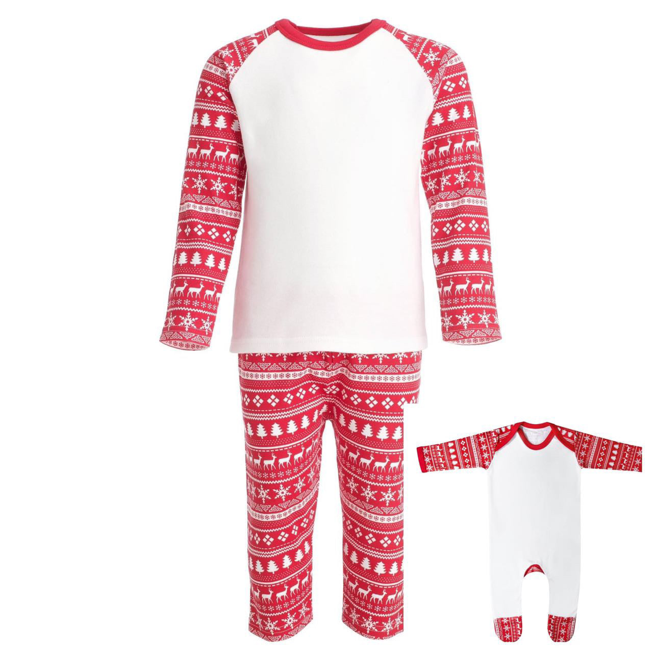 Embroidered Red Christmas Print Children's PJs