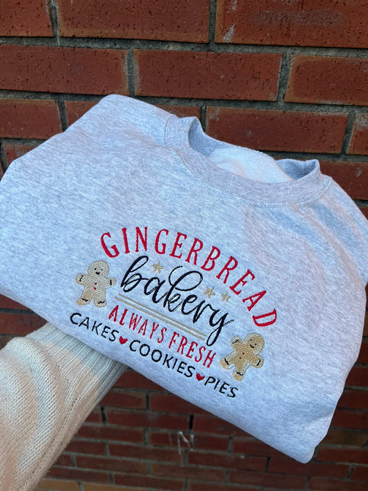 Gingerbread Bakery Christmas Embroidered Sweatshirt Adults