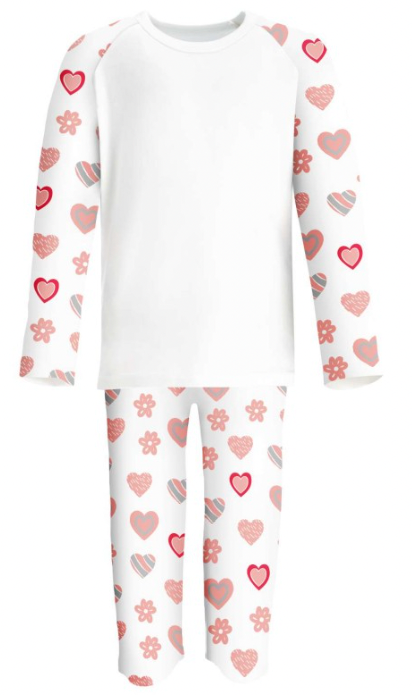 Embroidered Heart Print Pjs