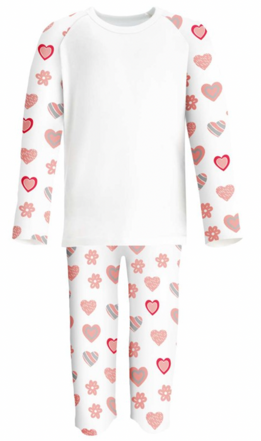 Embroidered Heart Print Pjs