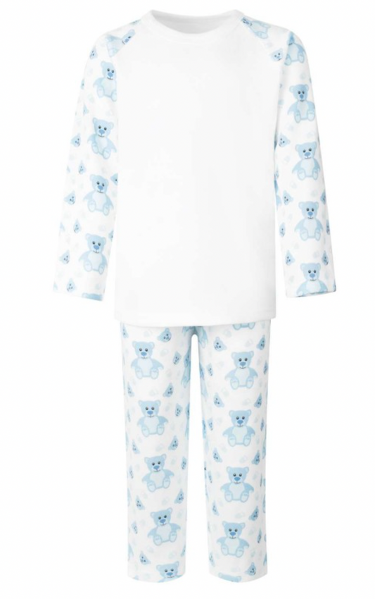 Embroidered Blue Bear Print Pjs