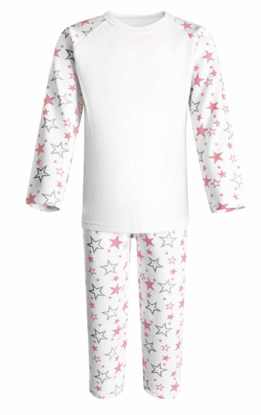 Embroidered Pink Star Print Pjs