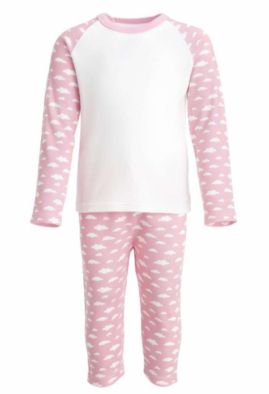 Embroidered Pink Cloud Print Pjs