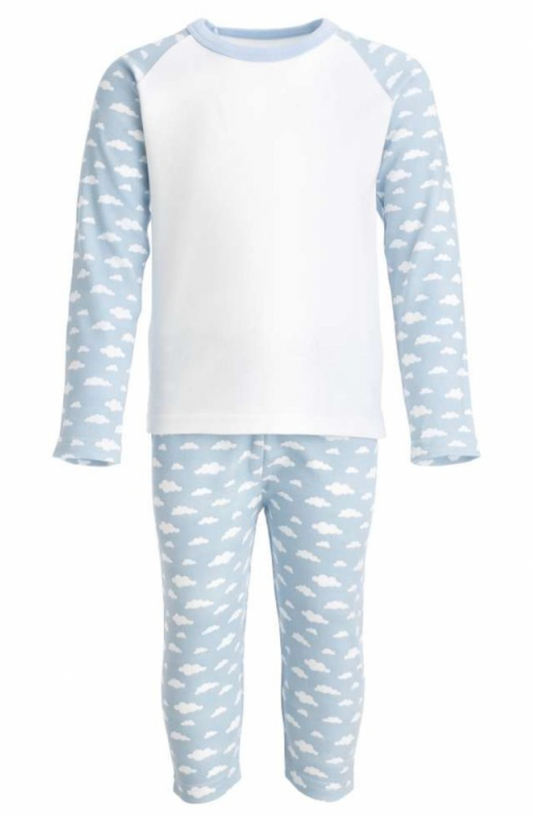 Embroidered Blue Cloud Print Pjs