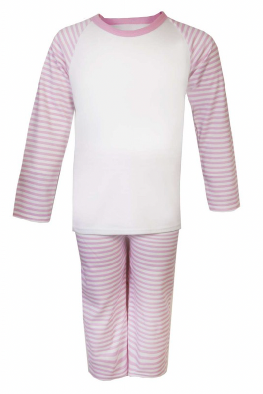 Embroidered Pink Stripe Print Pjs