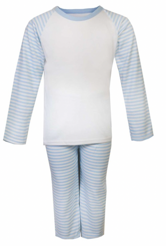 Embroidered Blue Stripe Print Pjs