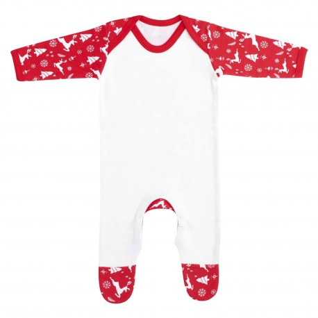 Embroidered Red Reindeer Print Romper